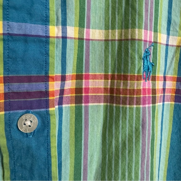 Polo Sport Ralph Lauren Green Plaid Sleeveless Button Down Shirt Size 6 - Picture 6 of 11